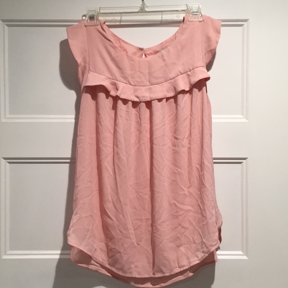 Pink flutter sleeve top